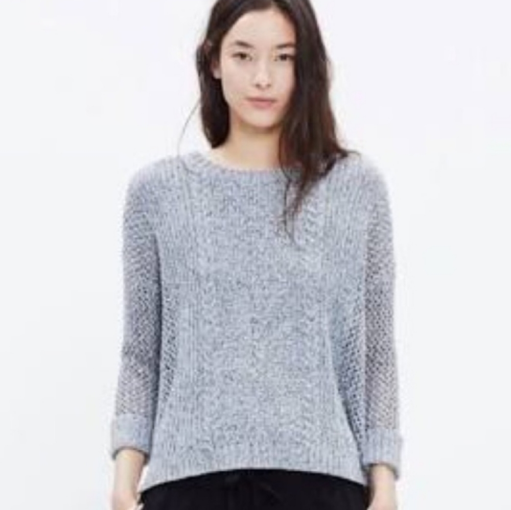 Madewell Grey Oversized Marled Plaza Pullover Sweater